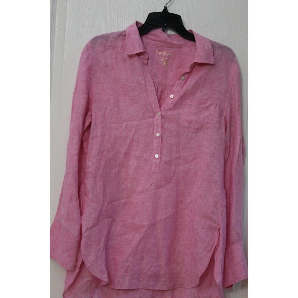 Lilly Pulitzer Tunic Top Size Small Deanna Linen Pink